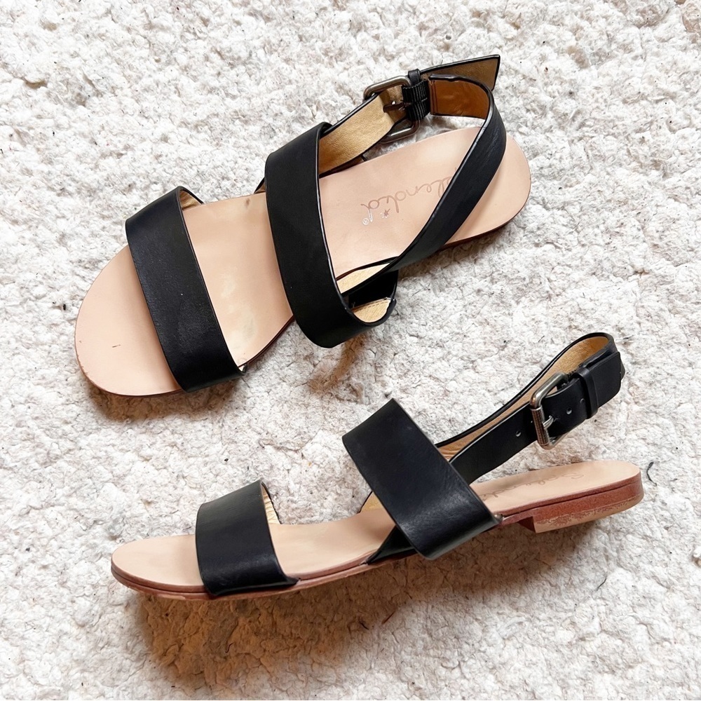 Splendid: Classic Black Leather Silver Ankle Bootie Strappy Sandal Size 7